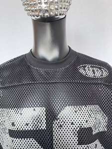 Maillot de football américain noir sérigraphié à col rond pour hommes, maillot respirant à manches courtes, sport ample, maille 100% polyester - Product Image 2