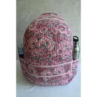 Tas Ransel Mini Ringan Berbahan Katun Berlapis, Dapat Dilepas, Penutup Ritsleting, Buatan Tangan India, Motif Bunga Cetak Blok Tangan, Gaya Bohemian, Unisex, Untuk Perjalanan