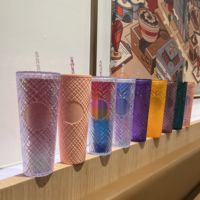 Tasse cloutée Spiky Mat Noir Rose Violet Vert Or Gobelet Ananas Tasses à boissons froides réutilisables avec couvercle et paille