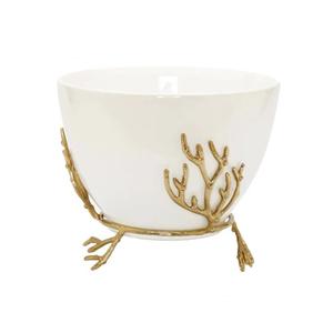 Bol de service en aluminium plaqué or pour la cuisine et la table Bol à fruits rond en métal de haute qualité pour la vente en gros - Product Image 2