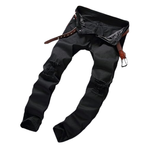 Pantalones Vaqueros Ajustados Rotos de Moda para Hombre, Pantalones Vaqueros de Mezclilla de Alta Calidad con Estilo Personalizado para Hombre - Product Image 2