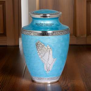 โถเผาศพสีน้ำเงินสดใสกางเขนสำหรับงานศพของผู้ใหญ่โกศใส่เถ้ากระดูกสไตล์อเมริกัน - Product Image 4