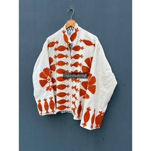 Uzbek Floral Embroidery Suzani Velvet Fabric Jacket Handmade Winter Jacket With Inside Lining Boho Hippie Jacket <b>Coat</b> - Product Image 4