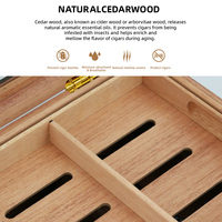 Accessoires pour fumeurs JH, vente en gros, boîte à cigares, humidificateur de luxe avec thermomètre et hygromètre numériques intégrés, humidificateur à cigares pour la pièce