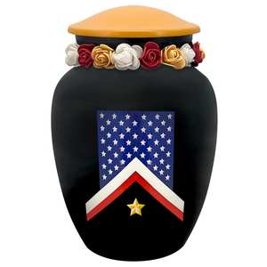 Veteran Flag Medium Urn Tribute <b>Wreath</b> Option Medallion Name Plate Option Aluminium funeral supplies urns for human ashes - Product Image 6