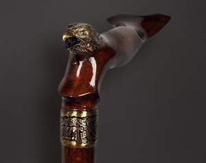 COM CÓMODO BASTÓN ANTIDESLIZANTE DE RESINA DE MADERA con mango fuerte multiforma para personas mayores Rehabilitación - Product Image 5