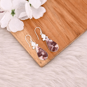 Pendientes de Plata de Alta Calidad con Gema de Jaspe Malinga, Pendientes de Moda Estilo Boho, Joyería Popular al por Mayor - Product Image 3