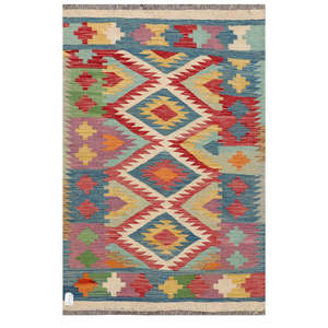 Alfombra Kilim de Maimana, Afganistán, 155 x 101 cm, Juego de Alfombras Tradicionales Tejidas a Mano - Product Image 1
