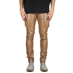 Pantalon en cuir en détresse pour hommes le plus vendu poche de taille moyenne de Style droit d'hiver avec motif imprimé lavage léger nouvelle sortie - Product Image 1