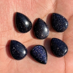 ประกายสีฟ้าซันสโตนรูปลูกแพร์ Cabochon อัญมณีสําหรับเครื่องประดับทําแหวนสร้อยคอสร้อยข้อมือทอง Glittery ซันสโตน Cabs - Product Image 1