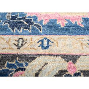 Alfombra de Lana Azul Savana Anudada a Mano para el Hogar, Diseño Clásico de Medallón Rectangular con Diamantes, Hecha a Mano para Adolescentes, para Sala de Estar o Pasillo - Product Image 3