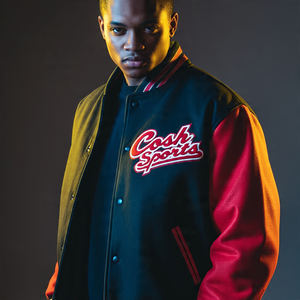 Veste universitaire en similicuir véritable pour hommes avec broderie de logo personnalisé, style décontracté, couleur dégradée, veste universitaire de baseball boutonnée - Product Image 1