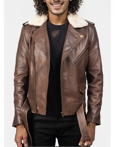 Chaqueta de cuero de alta calidad 100% para hombre de diseño superior con forro de edredón, cuello levantado, manga completa, personalizable para la temporada de invierno - Product Image 1