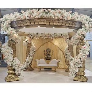 Decoración Mandap interior de fibra dorada para bodas Mandaps de boda hindú con clase Conjunto Mandap de Evento de Matrimonio Asiático exclusivo Malasia - Product Image 1