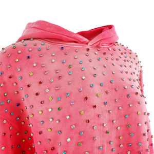 Vente en Gros Personnalisable de Haute Qualité Gradient Rose Sweat à Capuche avec Strass Étincelants Mode Sweat à Capuche Sweat Unisexe - Product Image 3