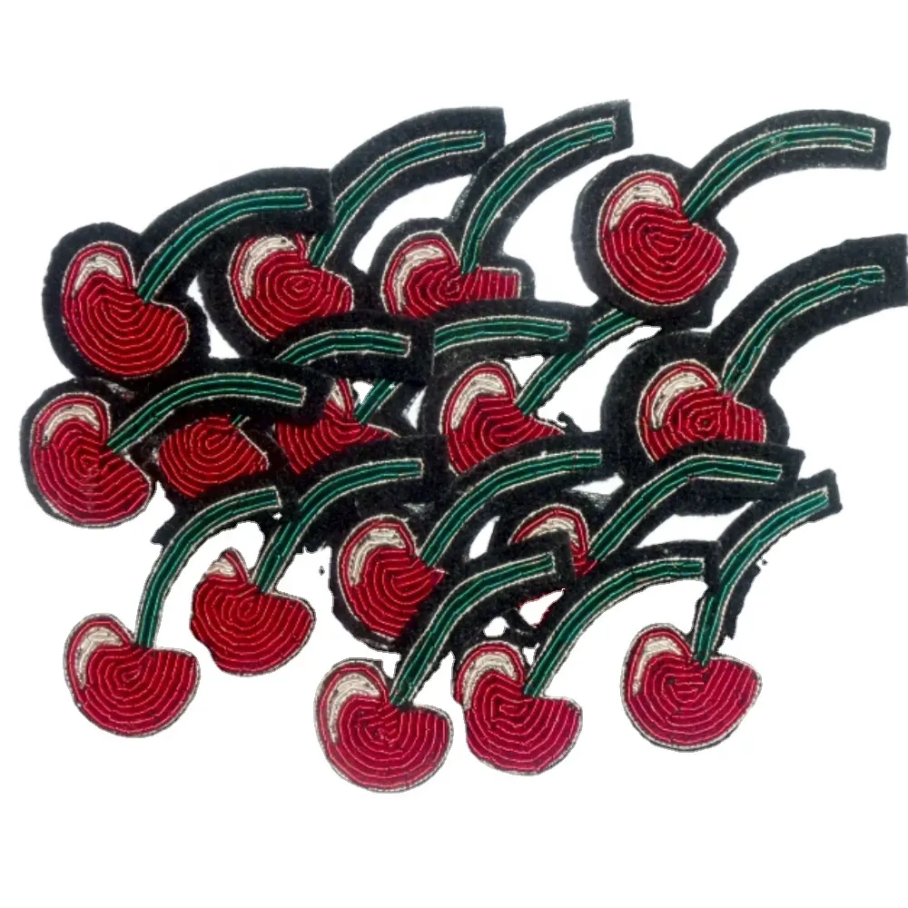 OEM Emas Bullion Bros Merah Cherry Desain Dalam Bullion Tangan Bordir Grosir Abstrak Desain Buatan Tangan Bros Pin Perhiasan