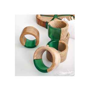 Anneau de serviette en résine et bois, forme personnalisable, couleurs blanches, pour la maison, le restaurant, l'hôtel, la mise en place de table, les fêtes, en stock - Product Image 3