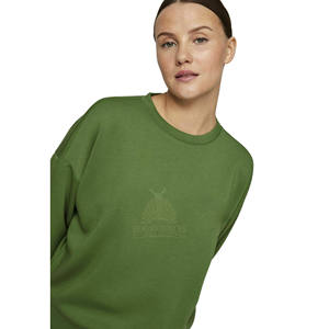 Sweat-shirt à col rond pour femme personnalisé, décontracté, en molleton français, surdimensionné, avec des patchs usés, logo imprimé sur le devant, 100% coton - Product Image 4