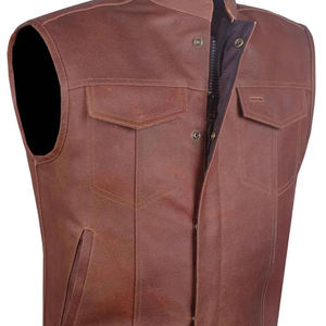 Chaleco de cuero ligero transpirable de alta calidad para hombre, sin mangas, logotipo personalizado, estilo informal, uso en invierno al aire libre - Product Image 5