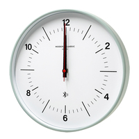 Horloge murale ronde silencieuse personnalisée moderne, nouvelle horloge ronde silencieuse bleue en plastique avec Bluetooth pour salon