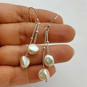 ต่างหูมุก เครื่องประดับเงินแท้ 925 ทำมือ ของขวัญประจำเดือนมิถุนายน - Product Image 4