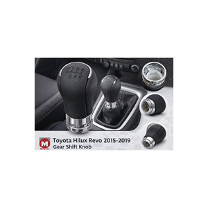 Pomo de Palanca de Cambios Cromado de 6/5 Velocidades para Toyota Hilux Revo 2015-2019 con Textura de Cuero de Alta Calidad - Product Image 1