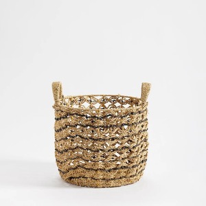 Ensemble de 3 paniers en jonc de mer tressé à la main avec surpiqûres noires, paniers de rangement faits à la main, vente en gros, écologiques, fabriqués au Vietnam - Product Image 4