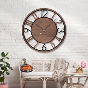 Elegante Reloj de pared de madera redondo con diseño moderno minimalista perfecto para dormitorio, sala de estar, cocina, oficina y decoración de pasillo - Product Image 1