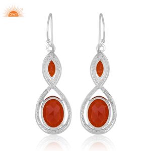 Hot Selling 925 Sterling Silver Natural <b>Carnelian</b> and White Topaz Gemstone Earring for Women Custom <b>Jewelry</b> Manufacturer - Product Image 4