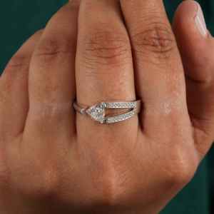 1.00 Carat Trillion Cut Lab Grown Diamond <b>Unique</b> Design Wedding Engagement Ring <b>Gift</b> <b>for</b> <b>Her</b> 14k White Gold - Product Image 1