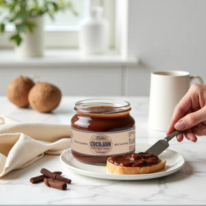 L'amor CocoJam personnalisable avec du vrai cacao, sachet de 1 kg |   Confiture de noix de coco avec du vrai cacao |   OEM - Product Image 1