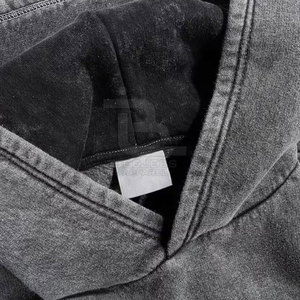 Personnalisé de haute qualité Vintage lavé à l'acide sweat à capuche motif 3D longueur de culture fermeture éclair lourde boucle française hommes et femmes - Product Image 6