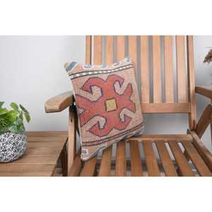 Oreiller en laine patchwork Kilim de luxe 14x14 pouces Design rustique avec des motifs de feuilles de plantes moelleuses vintage pour la cuisine de salon - Product Image 2