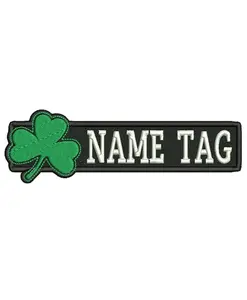 Benzersiz ve ayırt edici bir dokunuş için İrlanda yonca özel işlemeli isim etiketi kişiselleştirilmiş nakış