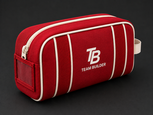 Custom Logo Red Polyester Travel <b>Toiletry</b> Bag Cosmetic Organizer Pouch | Zipper Wash Bag Carry Loop Hanging Feature | Bathroom - Product Image 2