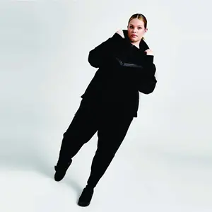 Cor personalizada Meninas Sweatsuit Mulheres Sweatsuit Veludo 2 Peça Sweat Set Junior Tech Fleece Tricô Jogger Sportswear
