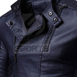 Veste d'hiver en cuir pour homme, personnalisable avec logo, de haute qualité, en toile, col montant, logo frontal, imperméable, pour usage extérieur, vente en gros - Product Image 6