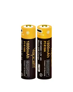 Vapcell INR14500 1800Mah P1418A Baterai Litium AA Isi Ulang 1.5V Pengisi Daya USB untuk Alat Listrik/Senter