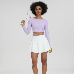 Benutzer definierte Logo Workout Kleidung Sportswear Sport kleid Langarm 2 Stück Golf Sommer Tennis Anzüge für Frauen - Product Image 1