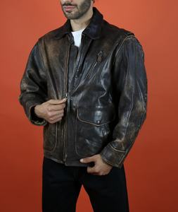 Chaqueta de cuero de alta calidad 100% para hombre de diseño superior, forro de edredón, cuello levantado, manga completa, impermeable, a prueba de viento, transpirable - Product Image 1