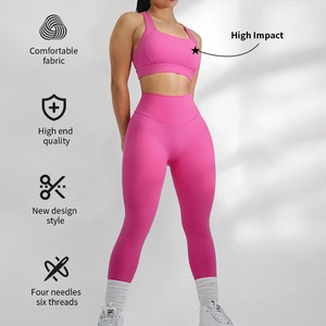 Yoga Factory Custom Women Workout Fitness Ropa Gimnasio Fitness Sujetador deportivo de dos piezas y mallas Yoga Active Wear Sets - Product Image 6