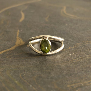 Romantic <b>Statement</b> <b>Ring</b> with Dainty Peridot Gemstone Adjustable Size 3 Grams Invisible Setting for Everyday Wear - Product Image 1