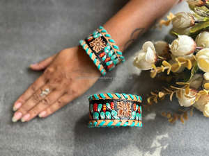 Nueva llegada Venta caliente occidental elegante hecho a mano pintado cuero mecanizado mano brazalete pulseras Unisex uso diario accesorio de moda - Product Image 2