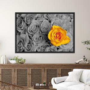 Elegant Yellow Rose Canvas Print: Modern Floral Wall Art,BLACK <b>FRAMED</b> CANVAS - Product Image 1