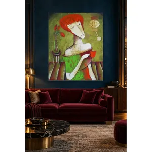Fida, femme aux cheveux roux pendant la pause thé, impression sur toile - Product Image 5