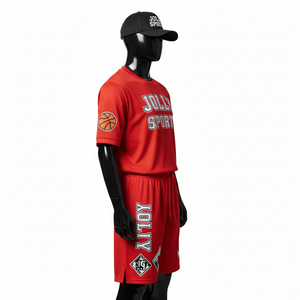 ชุดบาสเก็ตบอลชายพรีเมียม ผ้าโพลีเอสเตอร์ตาข่าย 180 GSM ระบายอากาศได้ดี สีแดง ออกแบบโลโก้ได้ตามต้องการ ชุดสำหรับผู้ชาย - Product Image 3