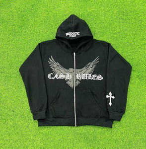 เสื้อฮู้ดผู้ชายโอเวอร์ไซส์ผ้าฝ้าย100% พิมพ์ลายได้ตามต้องการสไตล์สตรีทพิมพ์ลายพัฟ3D - Product Image 1