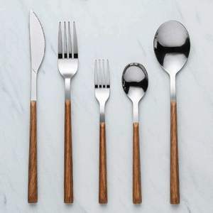 Natural Stainless Steel & Wood Flatware Durable metal and natural materials for an organic table. - Product Image 3