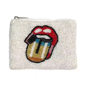 Logotipo personalizado bordado Navidad monedero MD artesanías moda señora estilo monedero con cuentas regalo de Navidad costura - Product Image 1