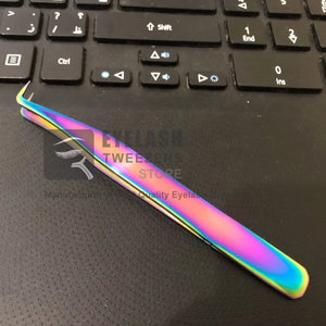 Pince à épiler pour extensions de cils volume russe, à embout fin 90 degrés, avec logo personnalisé, en acier inoxydable durable, multi-titane de précision - Product Image 6